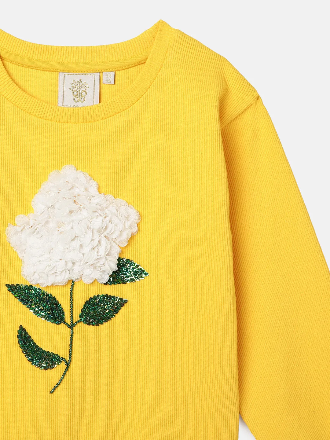 BYB PREMIUM YELLOW COTTON ELASTANE SWEAT SHIRT FOR GIRLS