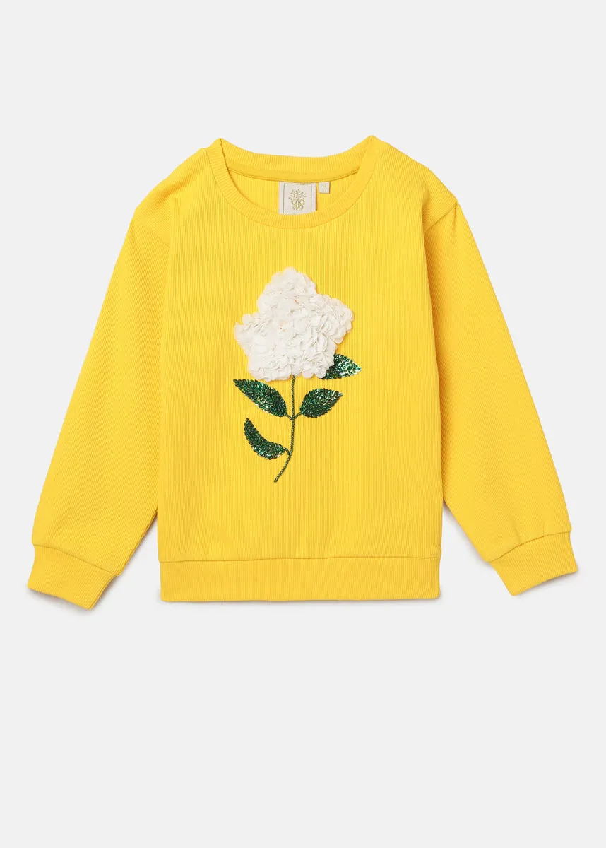 BYB PREMIUM YELLOW COTTON ELASTANE SWEAT SHIRT FOR GIRLS