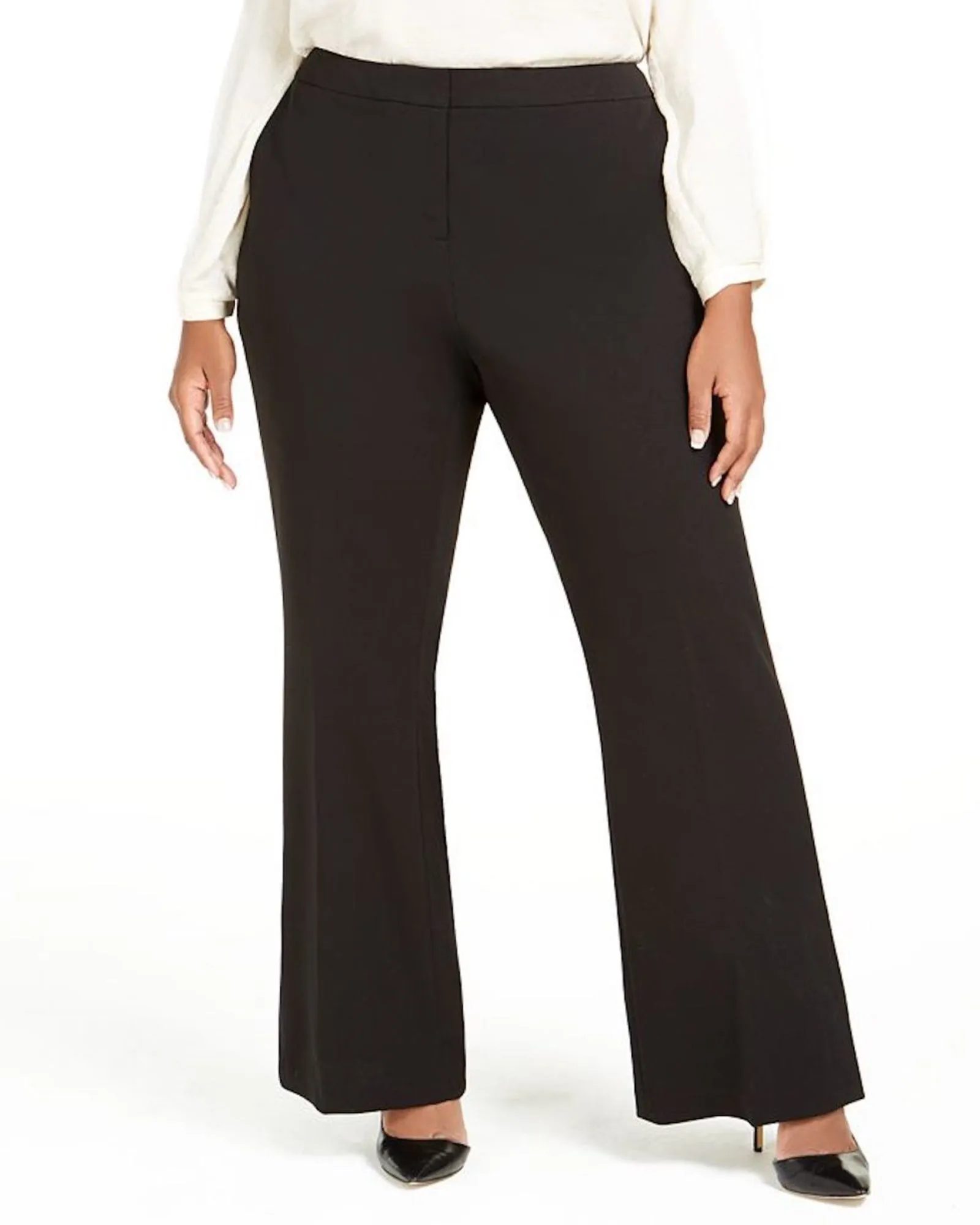 Calvin Klein Women's  Slit Wide Leg Pants Black  24W | Black