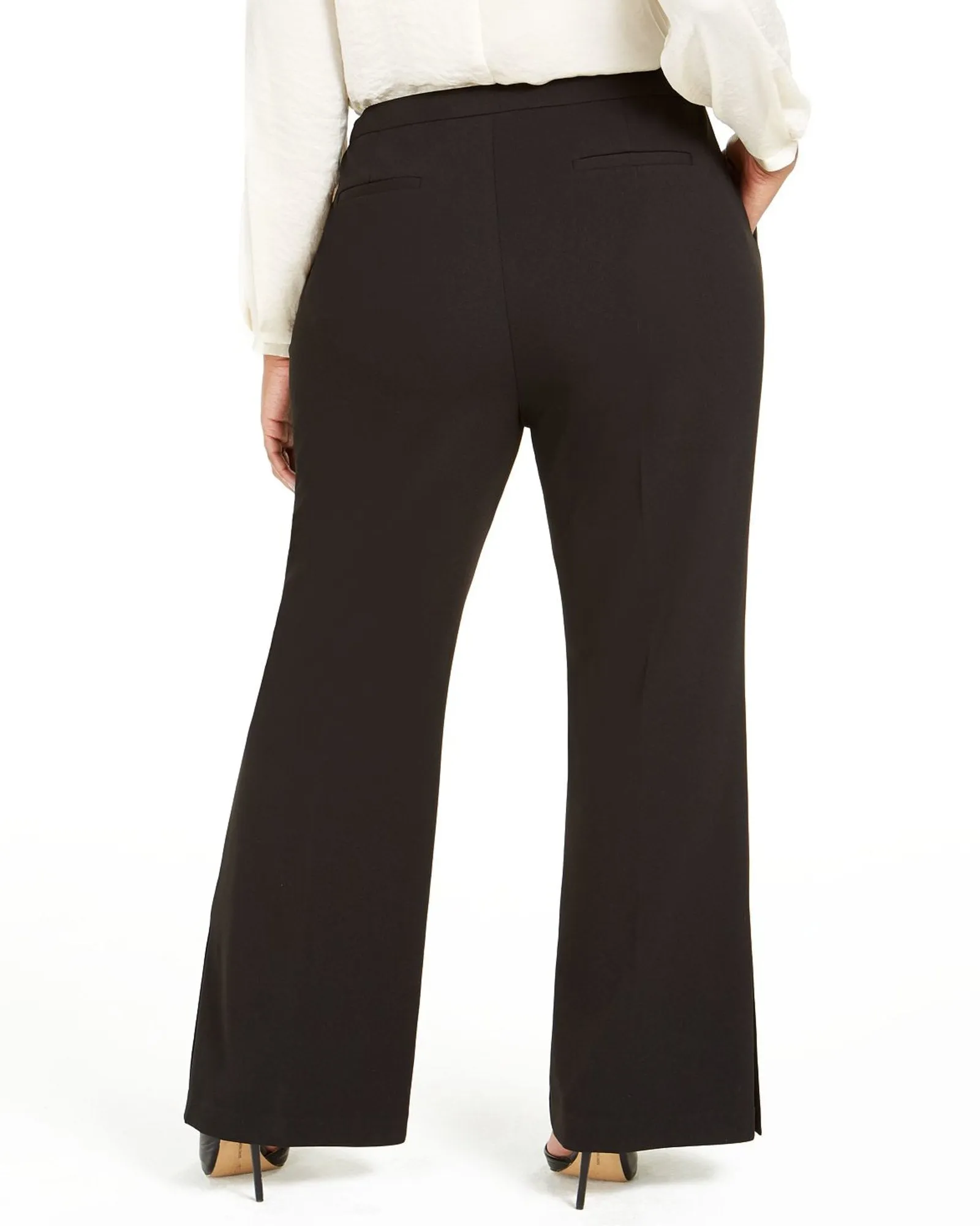 Calvin Klein Women's  Slit Wide Leg Pants Black  24W | Black