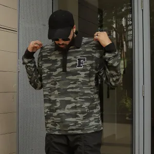 Camo Fleece Warm Polo Neck Tshirt