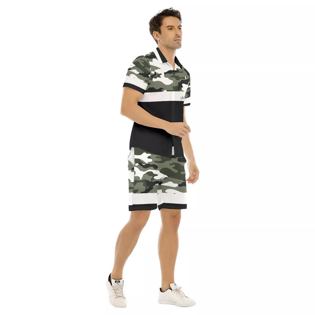 CAMOUFLAGE WHT Men's Short Sleeve Shirt Sets