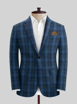 Campari Jet Blue Checks Linen Jacket