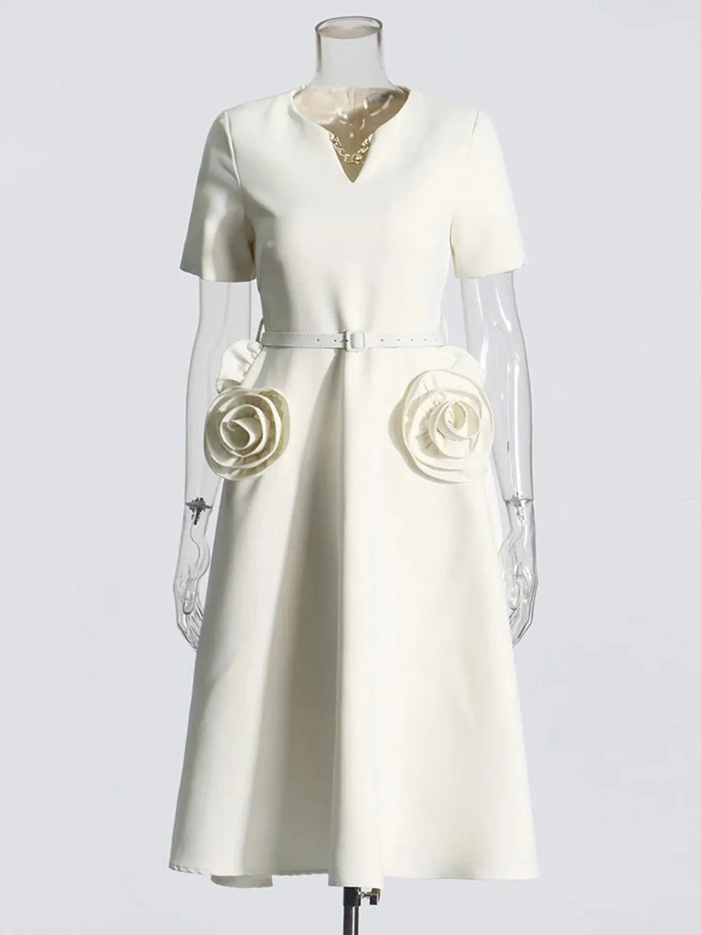 Camryn Applique Belt Slim Midi Dress
