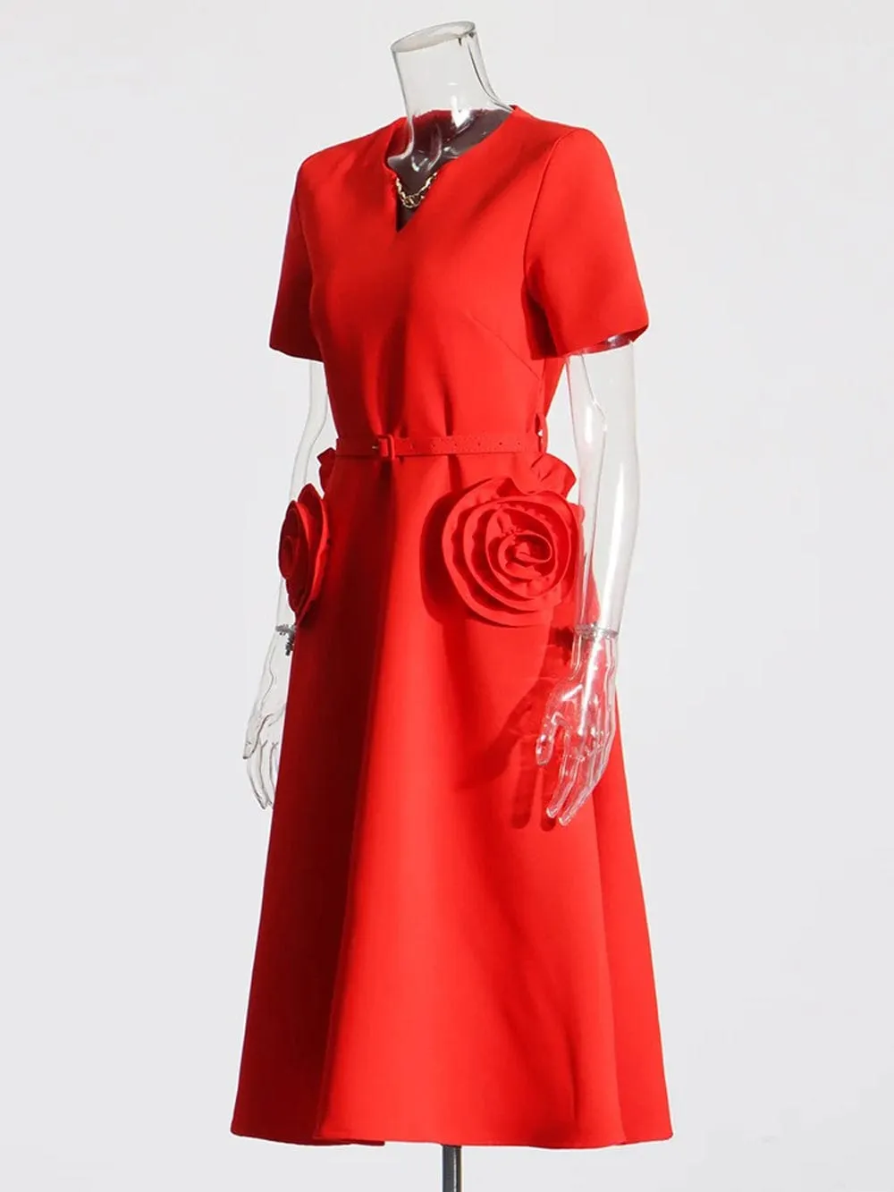 Camryn Applique Belt Slim Midi Dress