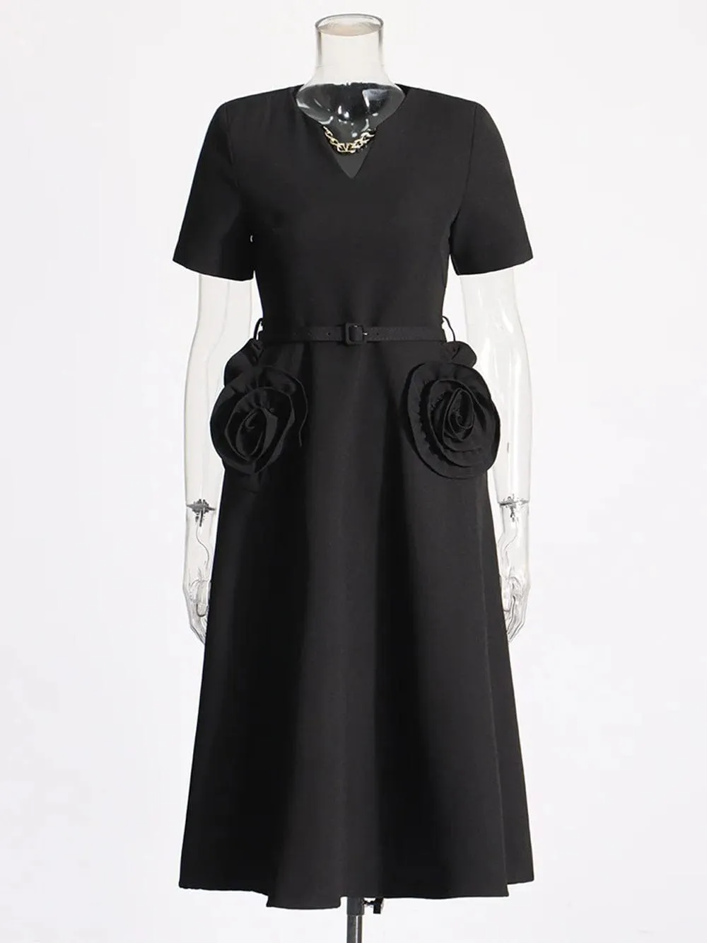 Camryn Applique Belt Slim Midi Dress