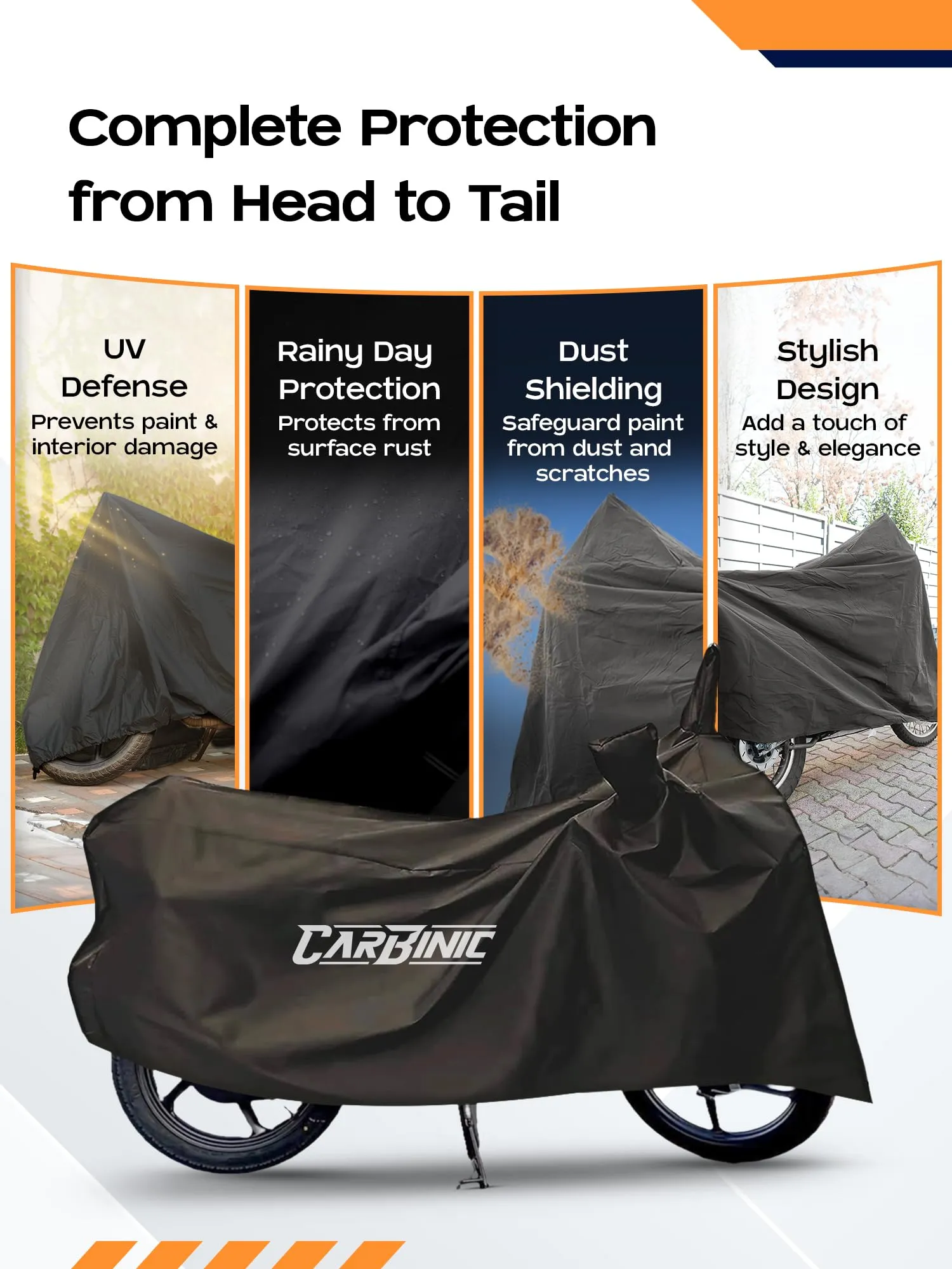 CARBINIC Water Resistant Scooter Cover | Honda Activa 6G TVS Jupiter Bajaj Chetak Electric Scooty Cover | Dustproof Washable Activa Accessories | UV Proof Scratchproof with Mirror Pocket Cover | Black