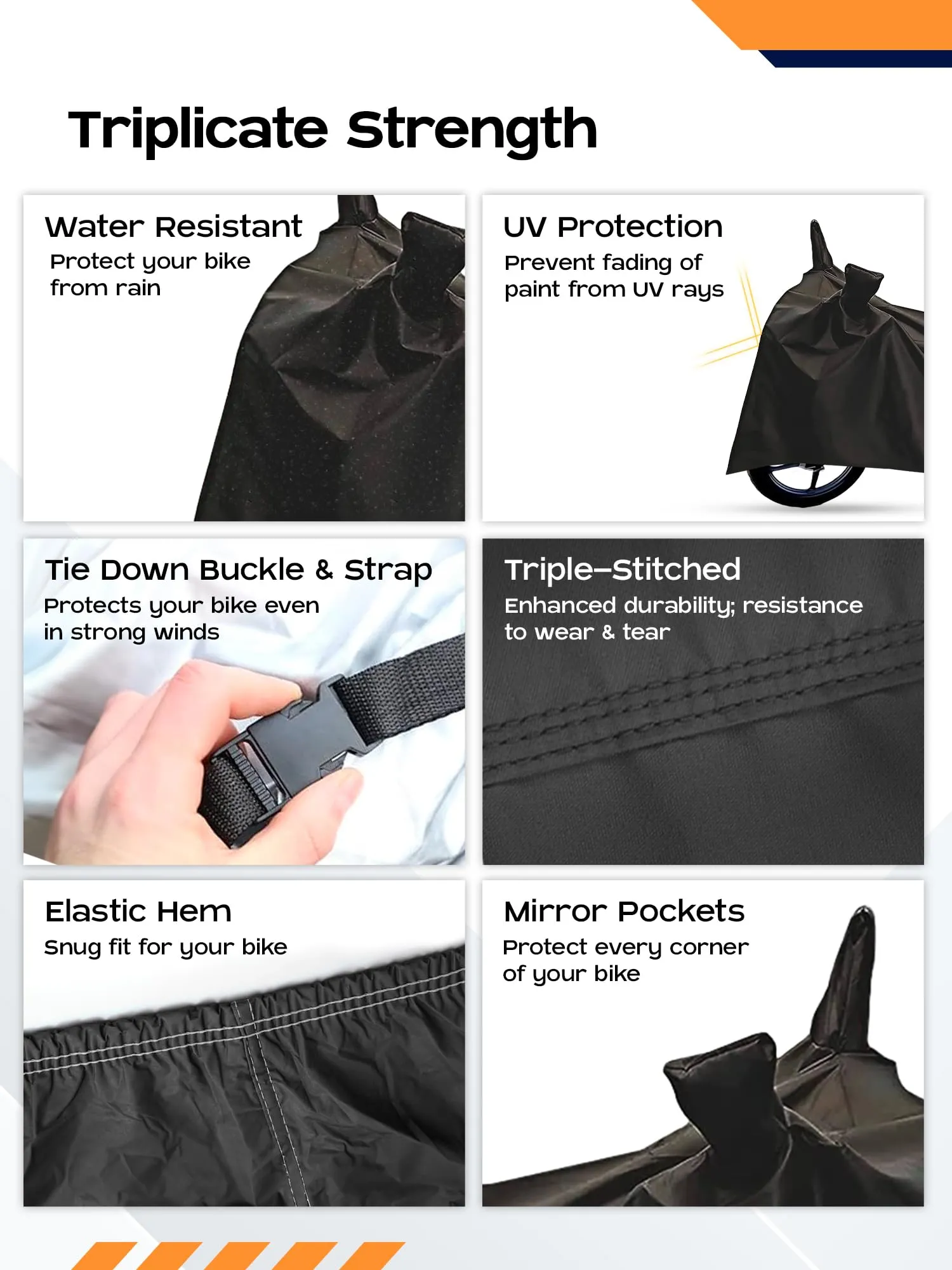 CARBINIC Water Resistant Scooter Cover | Honda Activa 6G TVS Jupiter Bajaj Chetak Electric Scooty Cover | Dustproof Washable Activa Accessories | UV Proof Scratchproof with Mirror Pocket Cover | Black