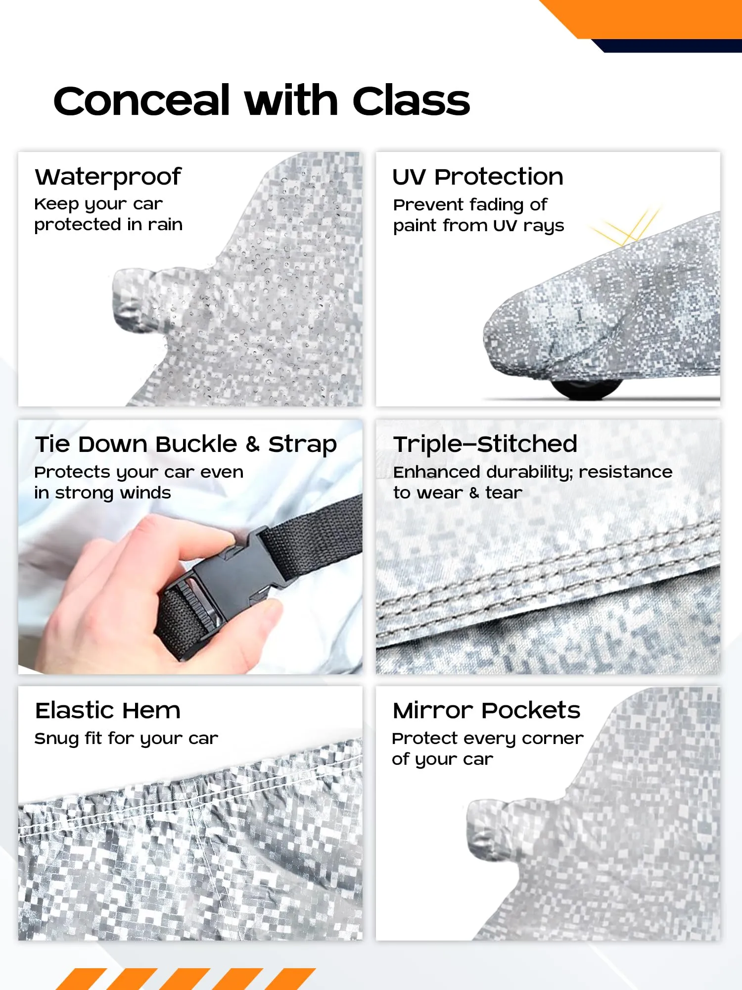 CARBINIC Waterproof Car Body Cover for MG Astor 2021 | Dustproof, UV Proof Car Cover | Astor Car Accessories | Mirror Pockets & Antenna Triple Stitched | Double Layered Soft Cotton Lining, Silver