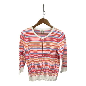 Cardigan By Loft In Striped Pattern, Size: L