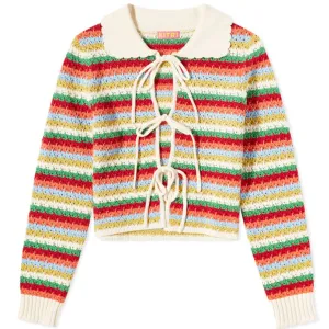 Cardigan KITRI Evie Multi Striped Crochet Knit, multicolor