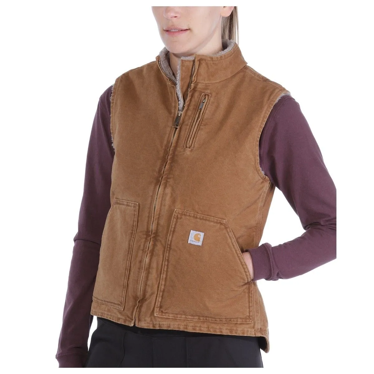 Carhartt&#x20;WV001&#x20;Women&#x27;s&#x20;Sandstone&#x20;Mock&#x20;Neck&#x20;Vest&#x20;-&#x20;C.&#x20;Brown