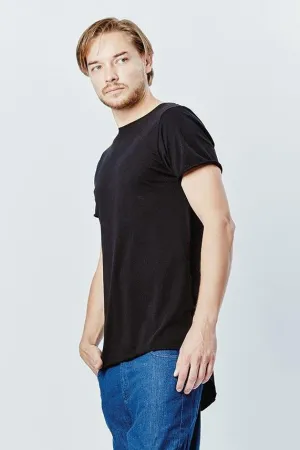 Casa Amuk MENS BASIC RAW HEM TALL TEE BLACK