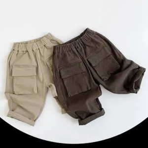 Casual Big Pocket Solid Pants