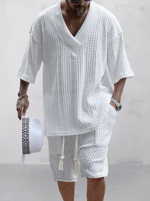 Casual Cable Knit T-shirt Set