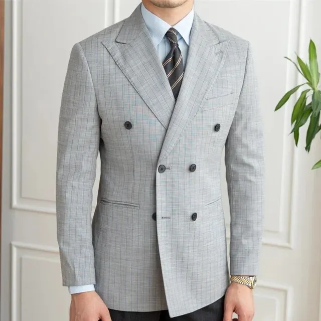 Casual Double Breasted Striped Blazer