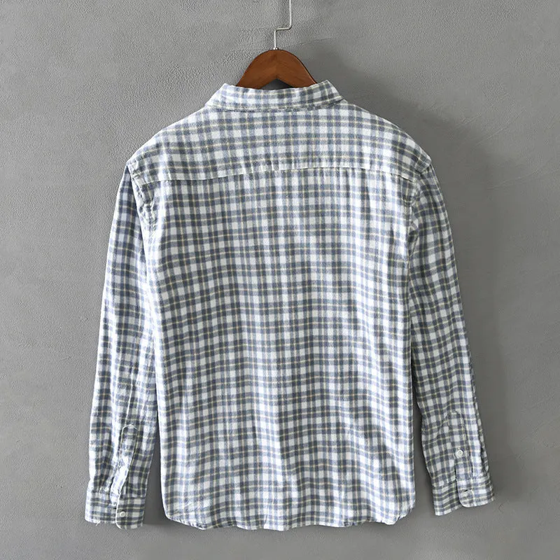 Casual Plaid Long Sleeve Cotton Shirt