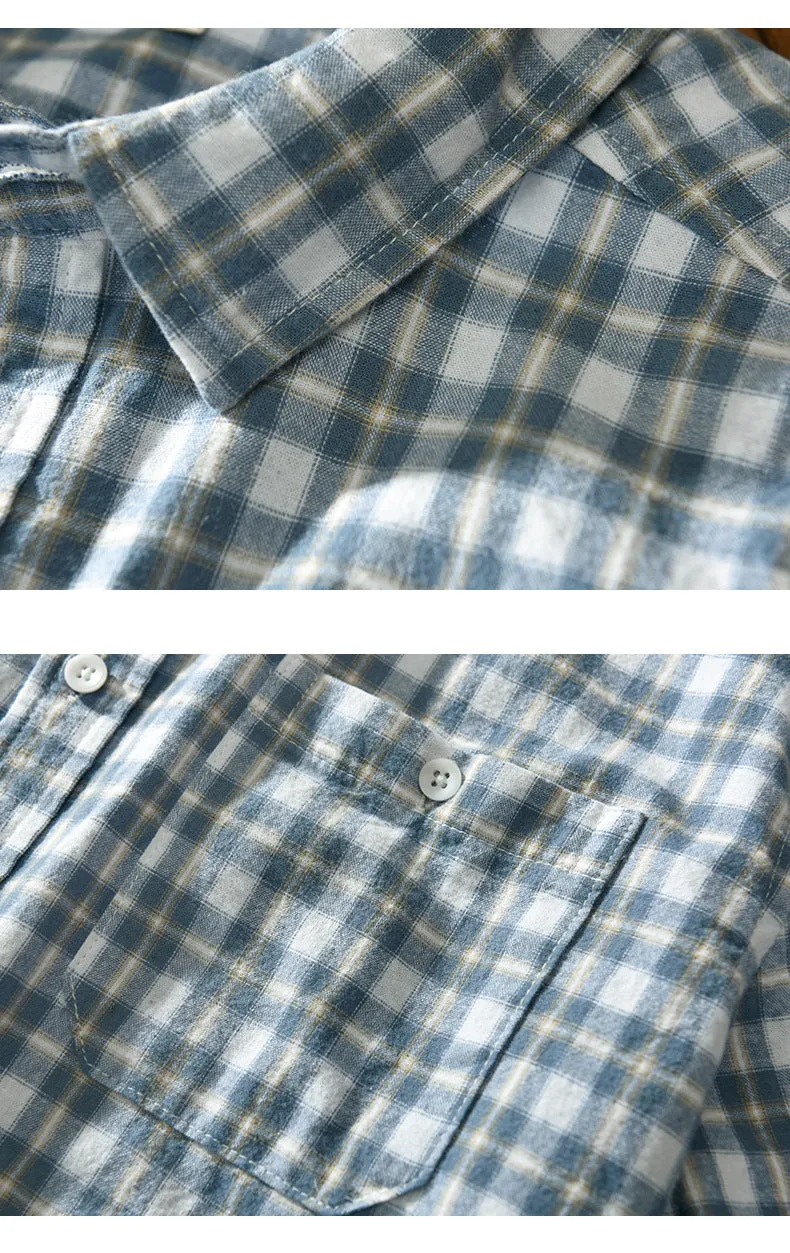 Casual Plaid Long Sleeve Cotton Shirt