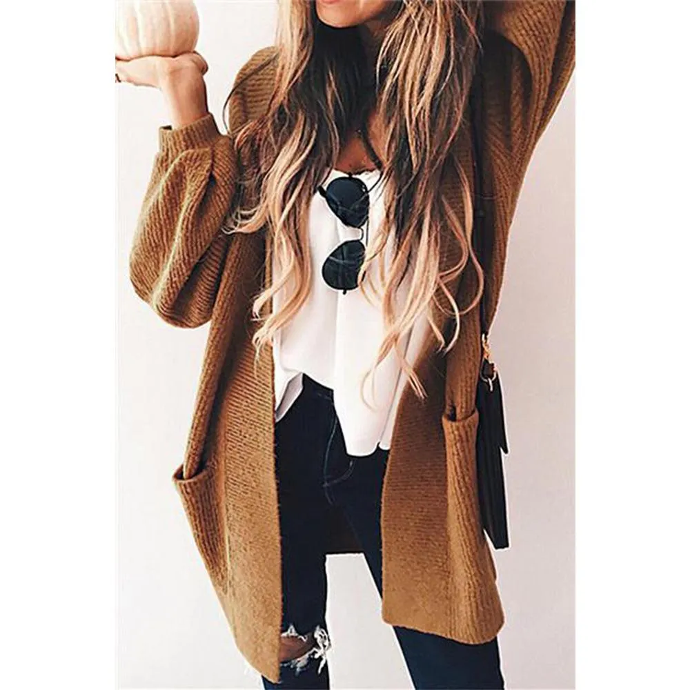 Casual Solid Color Knitted Cardigan Sweater