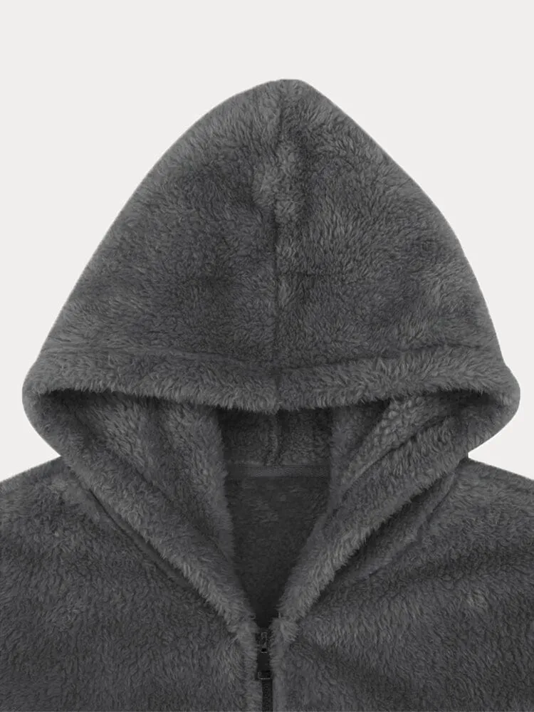 Casual Thick Fleece Hooded Outerwear