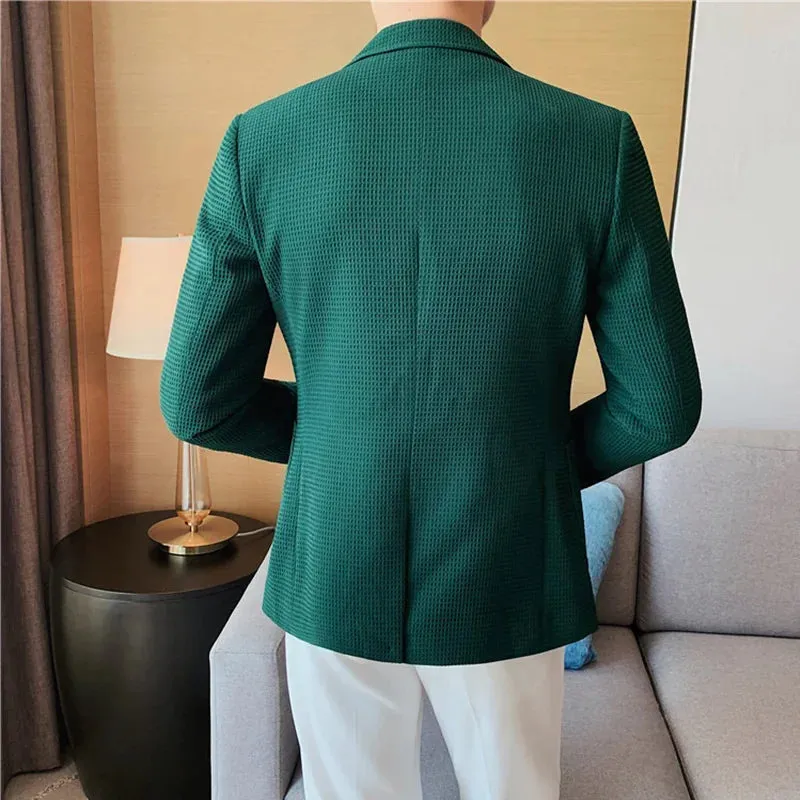 Casual Waffle Solid Slim Fit Blazer