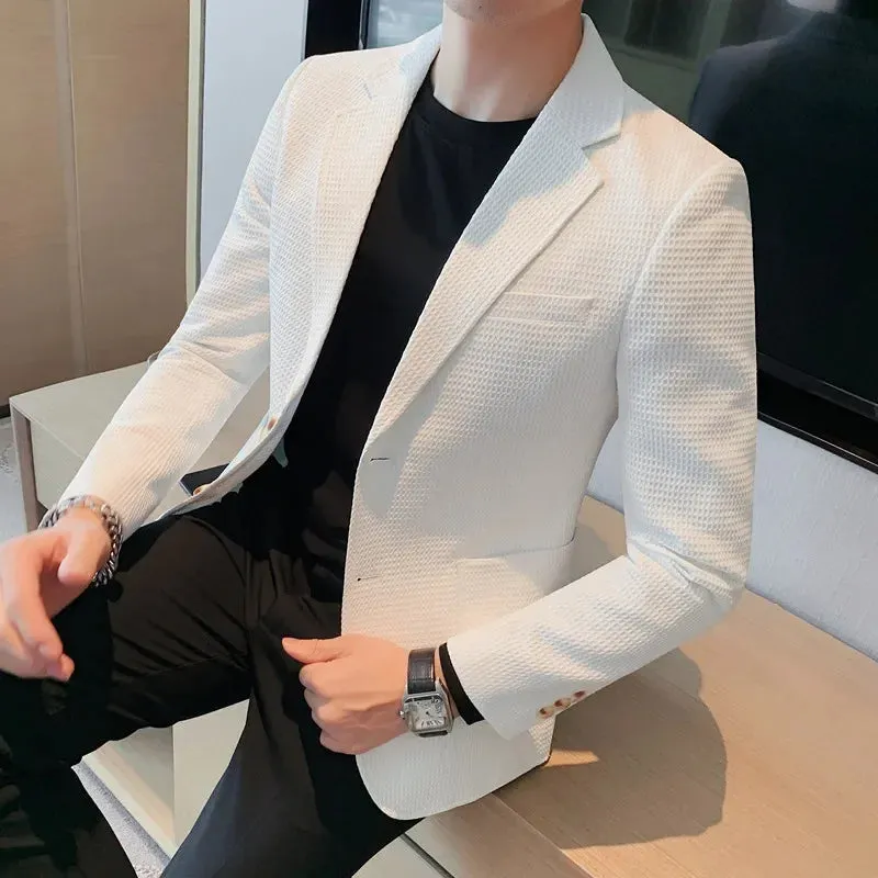 Casual Waffle Solid Slim Fit Blazer
