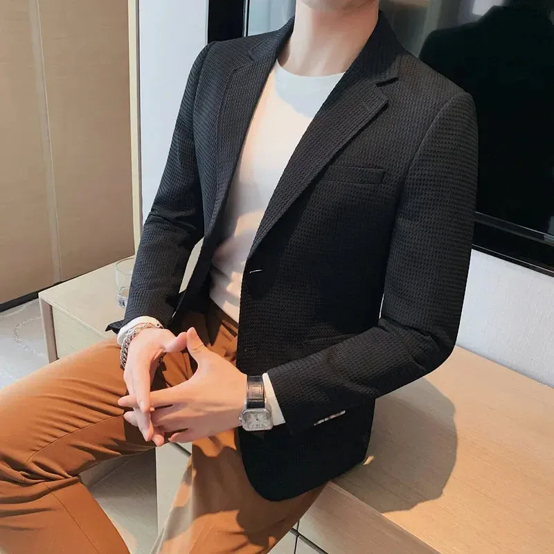 Casual Waffle Solid Slim Fit Blazer