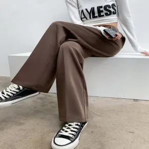 Casual Wide Leg Loose Fit High Waist Pants For Females
