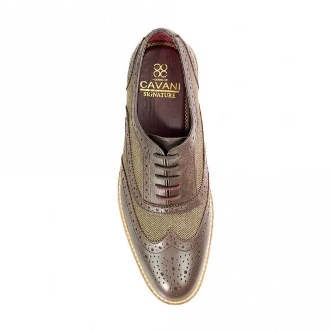 Cavani Ellington fine brown leather hand crafted Brogues - BROWN