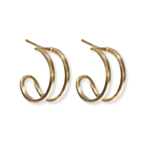 Celine Thick Double Bar Hoop Earrings Brass