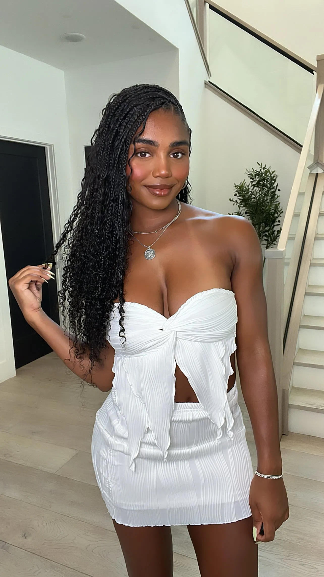 Celine Twist Skirt Set (White)