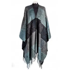 Celtic Cape in Blue and Grey with Matching Brooch