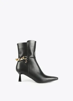 Chain leather ankle boots