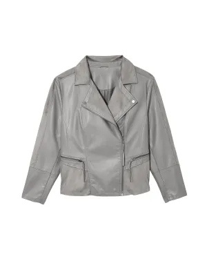 Chamomile Moto Jacket with Suede Details | Light Grey