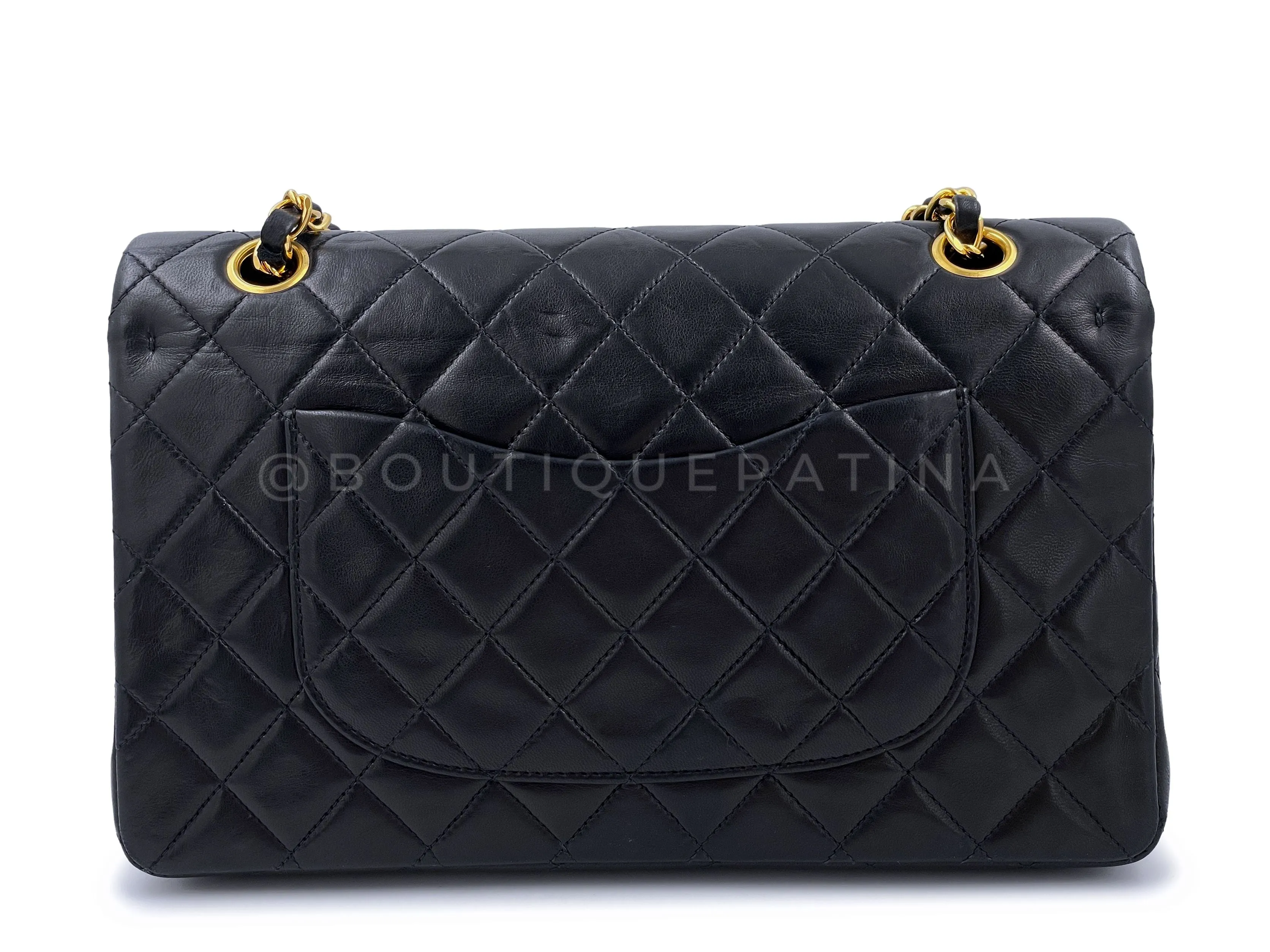 Chanel 1991 Vintage Black Medium Classic Flap Bag 24k GHW Lambskin