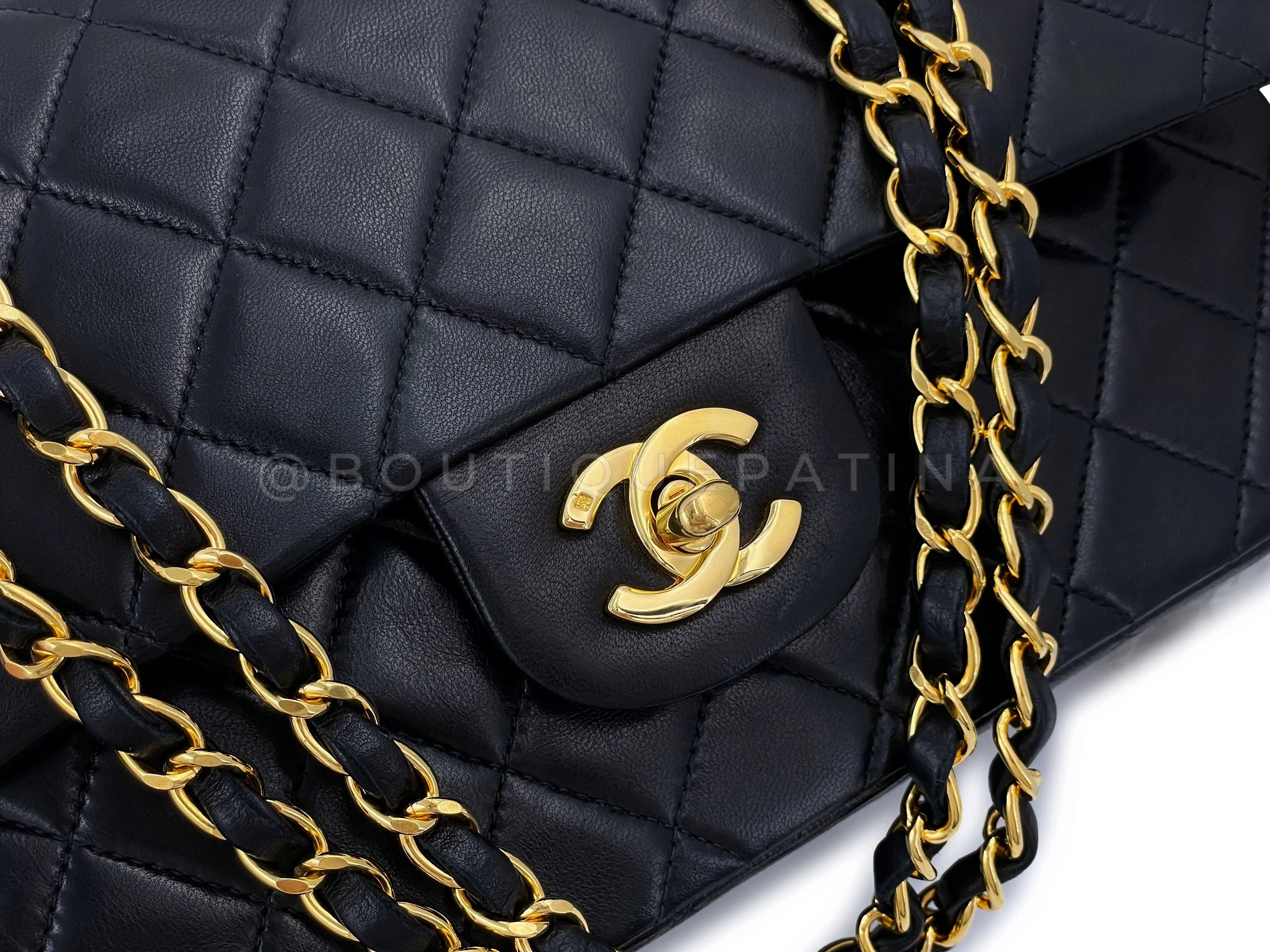 Chanel 1991 Vintage Black Medium Classic Flap Bag 24k GHW Lambskin