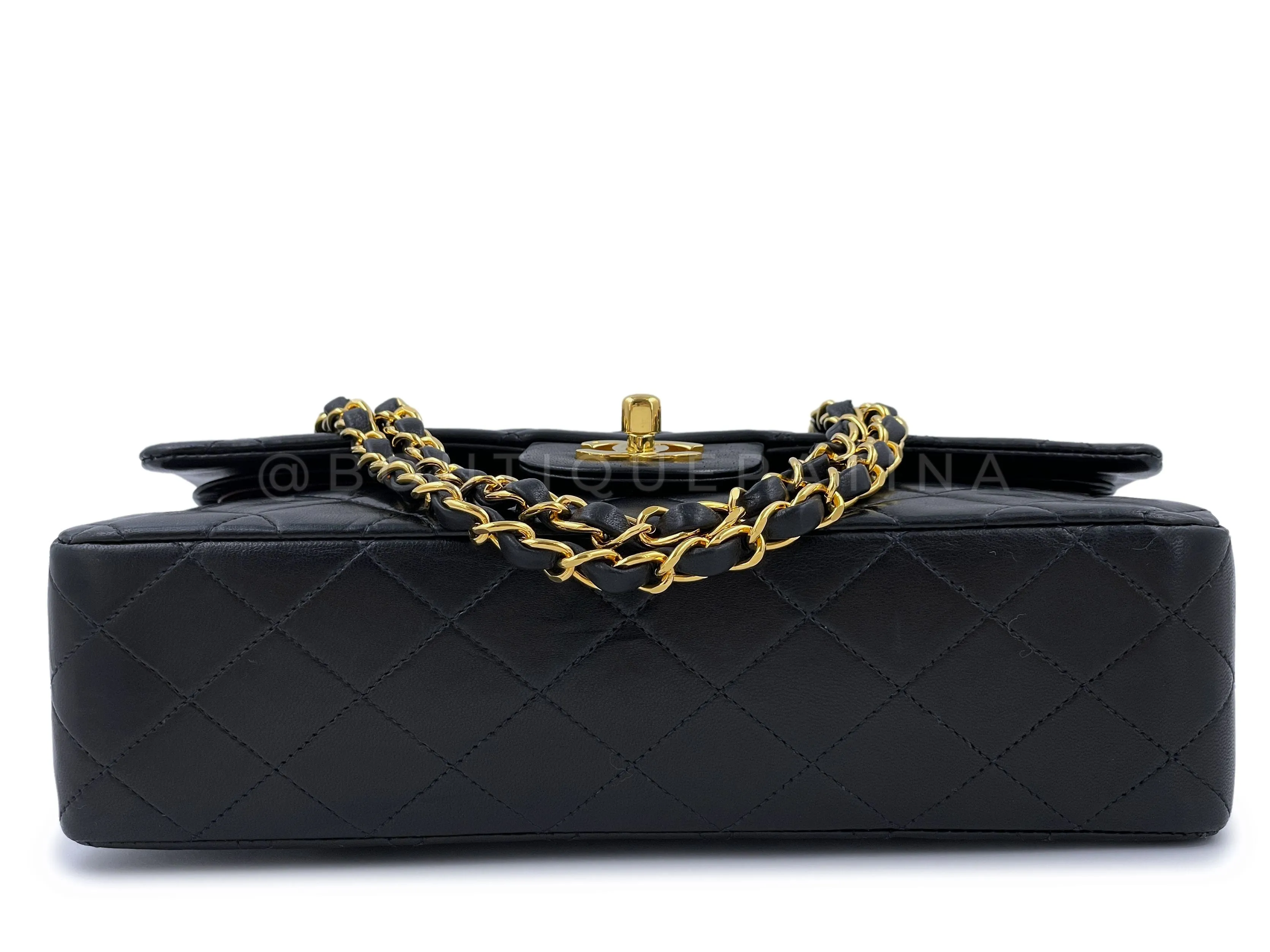 Chanel 1991 Vintage Black Medium Classic Flap Bag 24k GHW Lambskin
