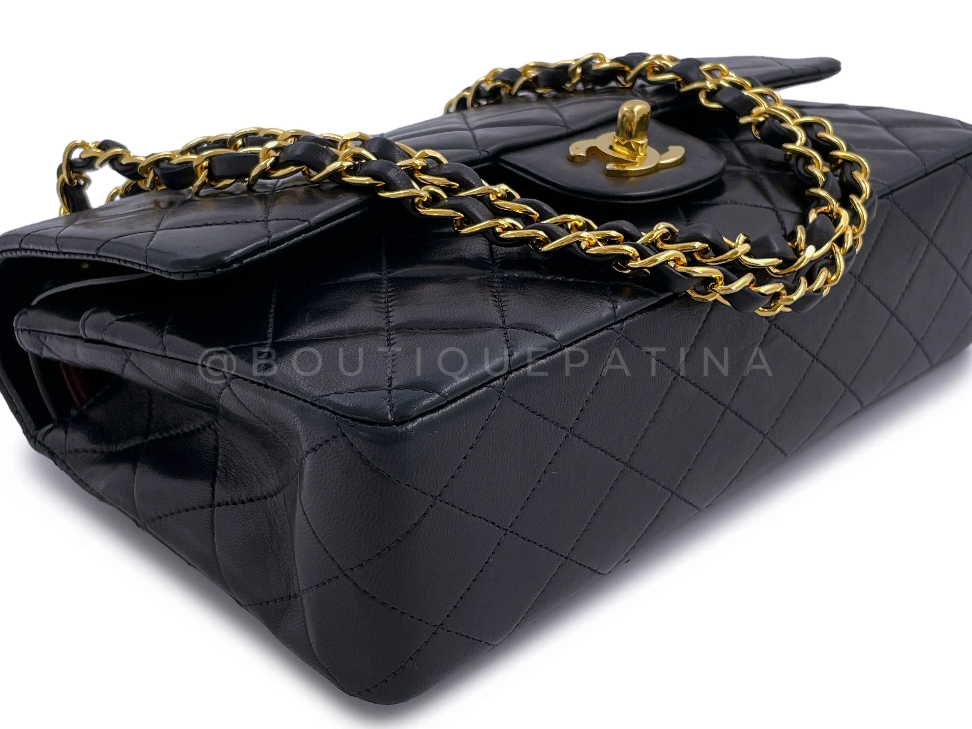Chanel 1991 Vintage Black Medium Classic Flap Bag 24k GHW Lambskin