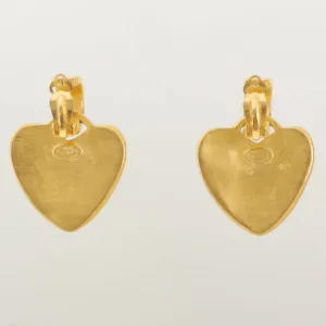 Chanel 1995 Made Heart Cc Mark Swing Earrings