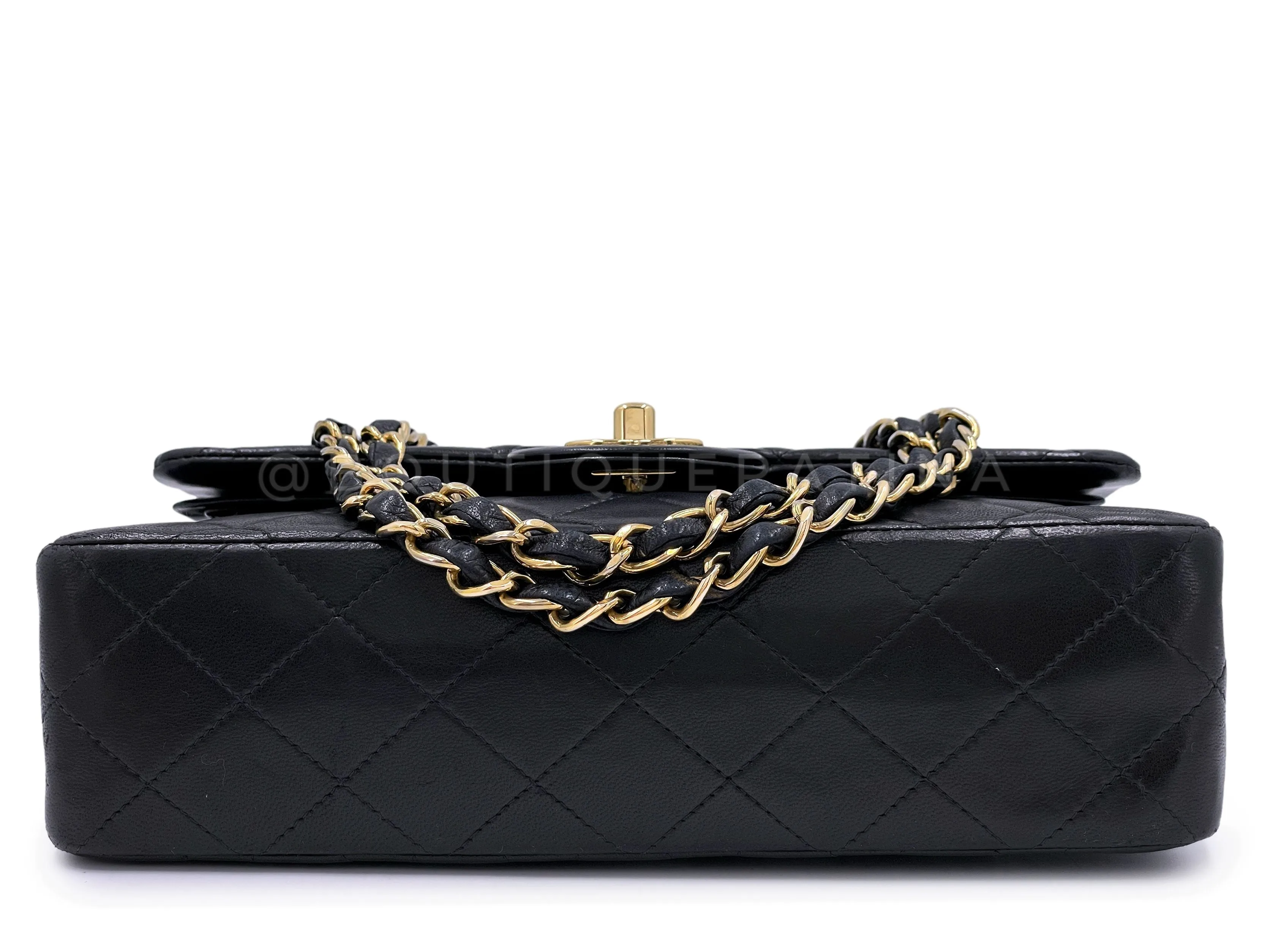 Chanel 2003 Vintage Black Small Classic Double Flap Bag 24k GHW Lambskin