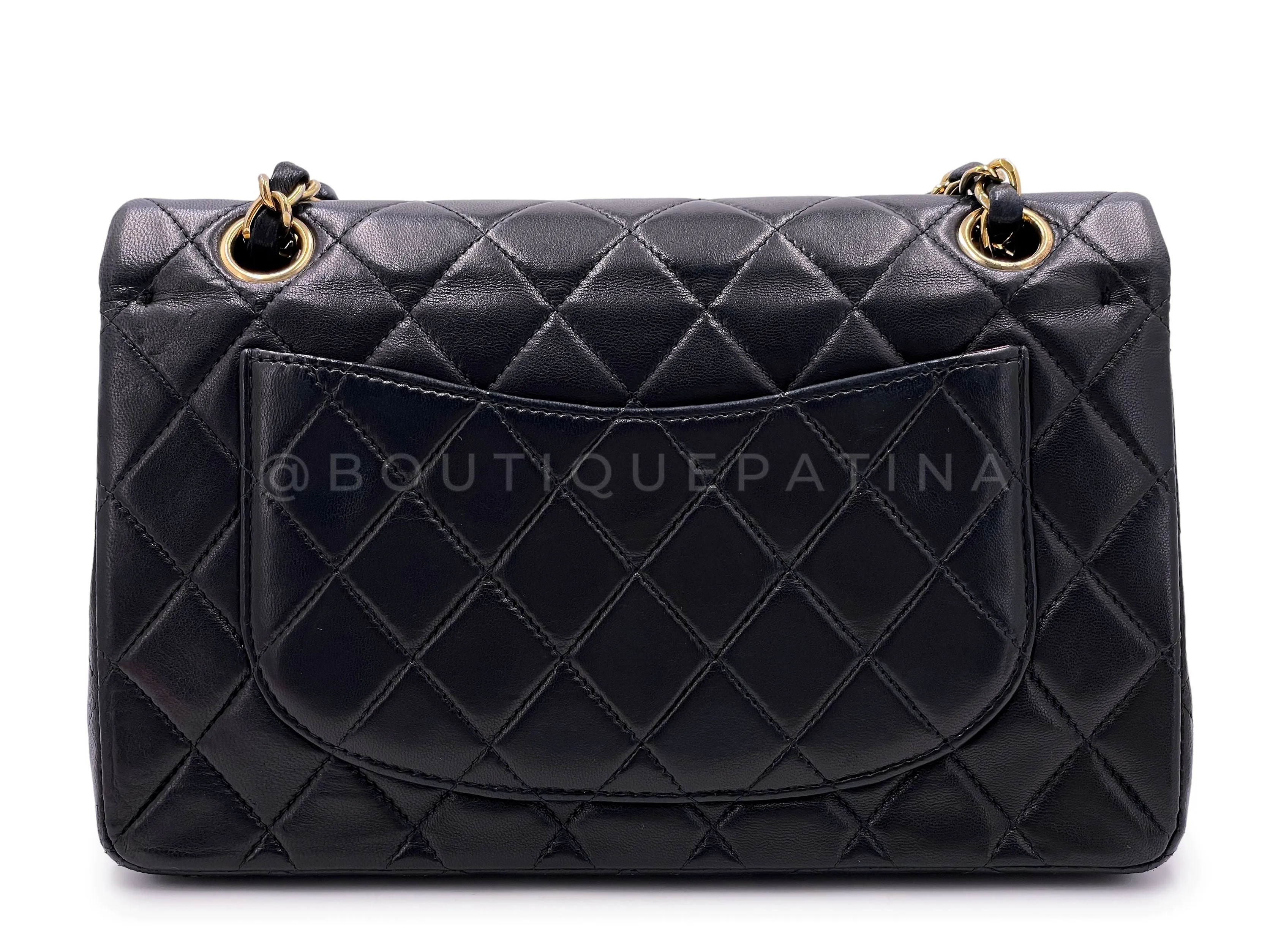 Chanel 2003 Vintage Black Small Classic Double Flap Bag 24k GHW Lambskin