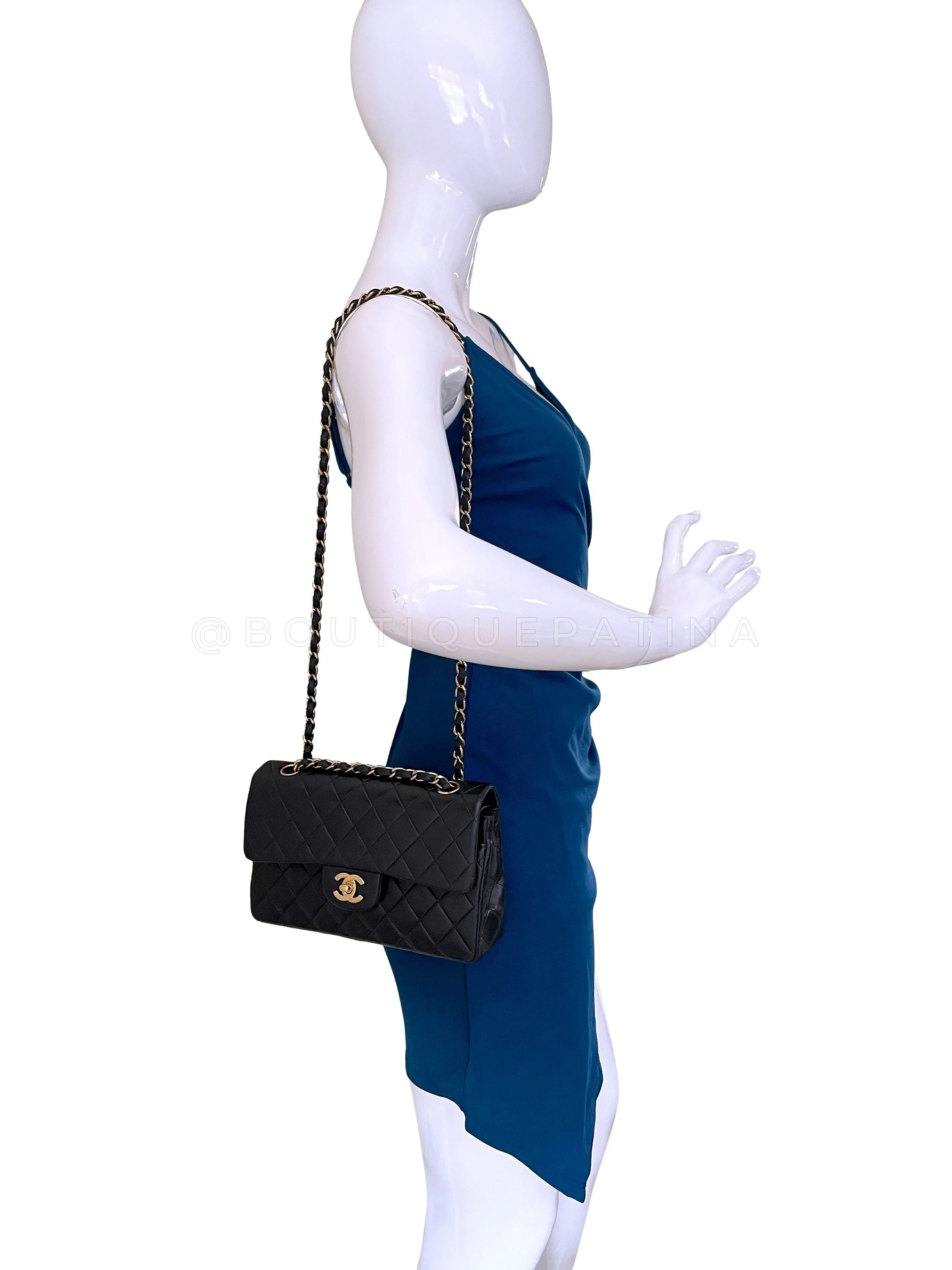 Chanel 2003 Vintage Black Small Classic Double Flap Bag 24k GHW Lambskin