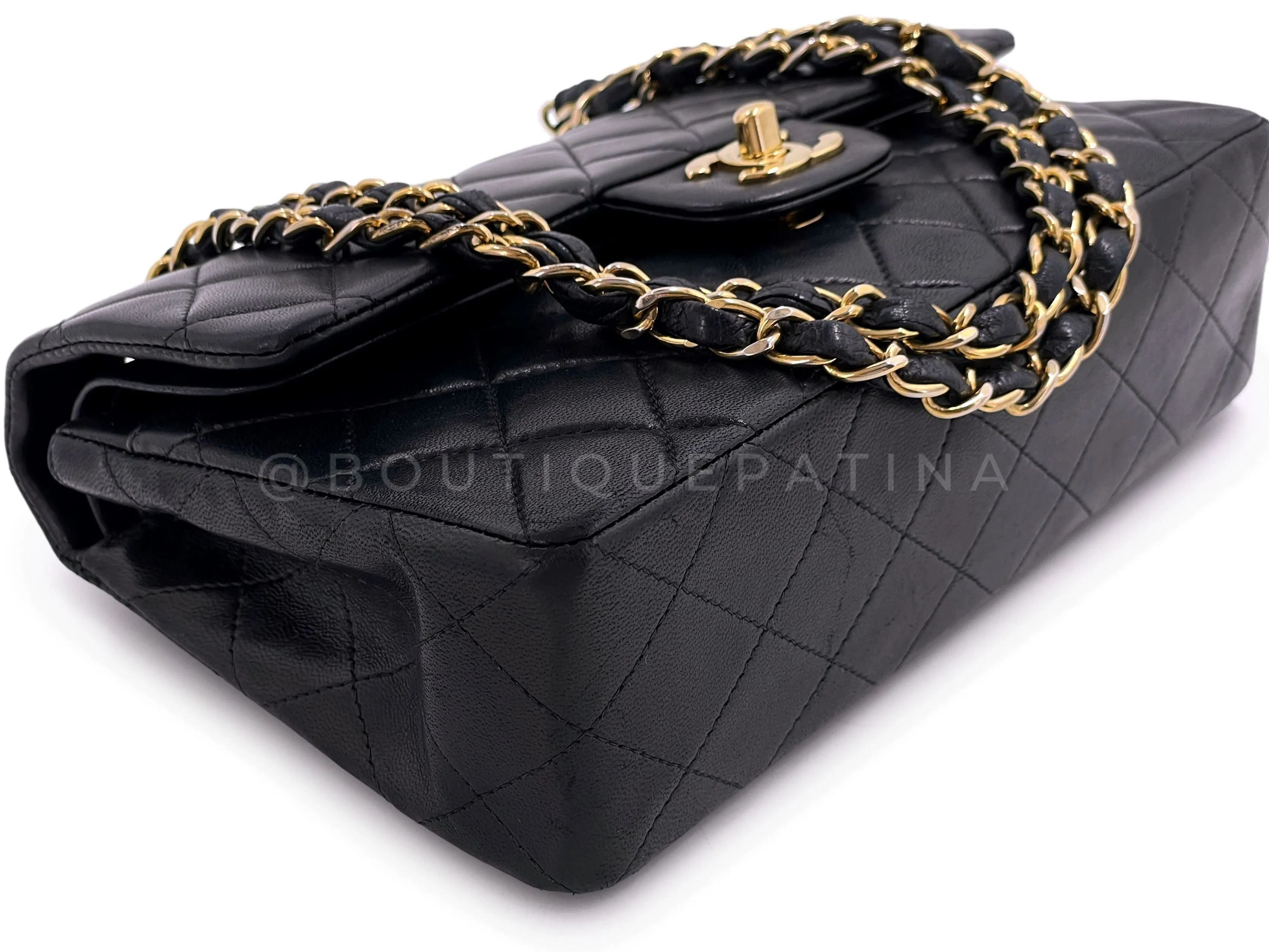 Chanel 2003 Vintage Black Small Classic Double Flap Bag 24k GHW Lambskin