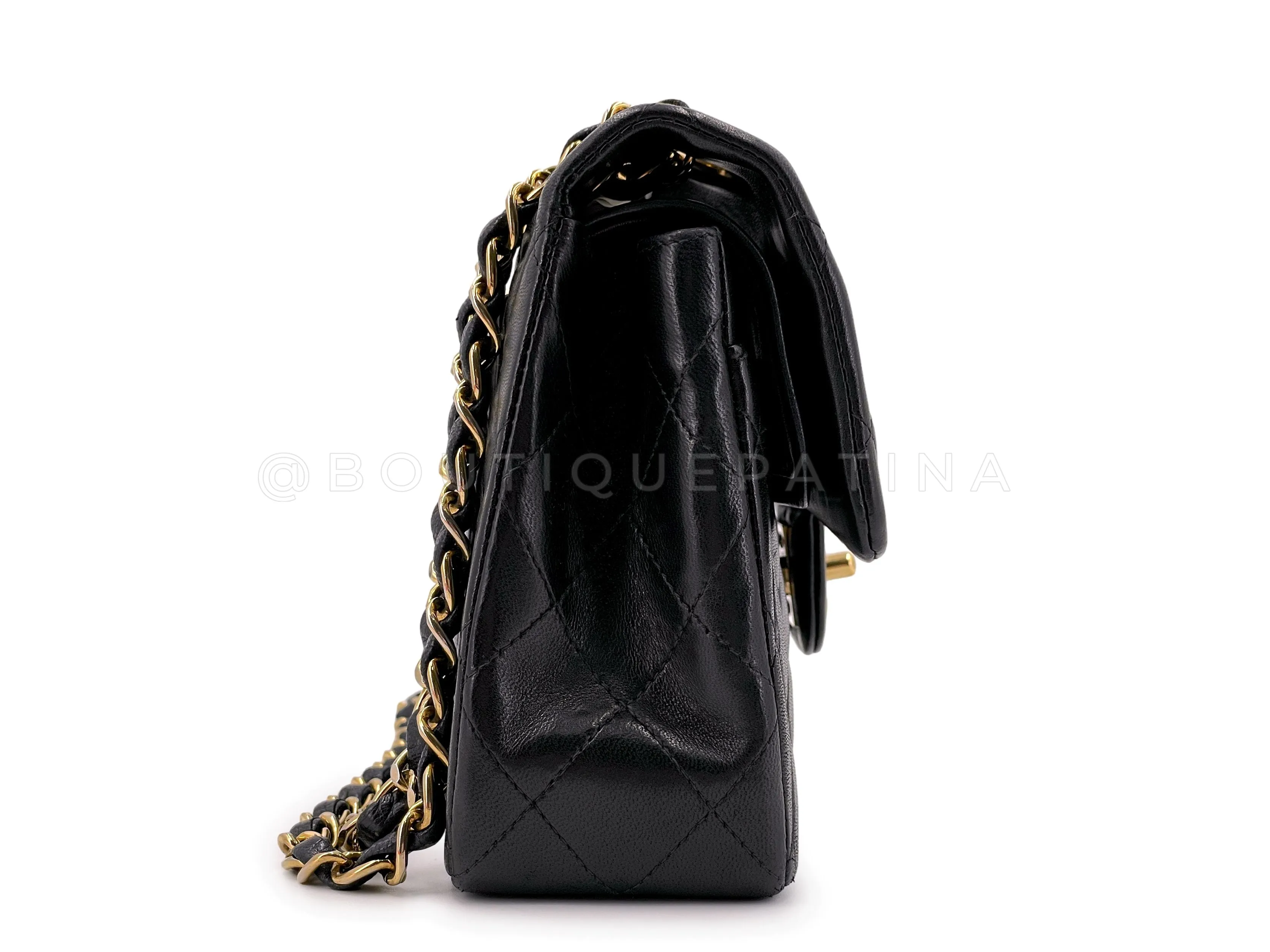 Chanel 2003 Vintage Black Small Classic Double Flap Bag 24k GHW Lambskin