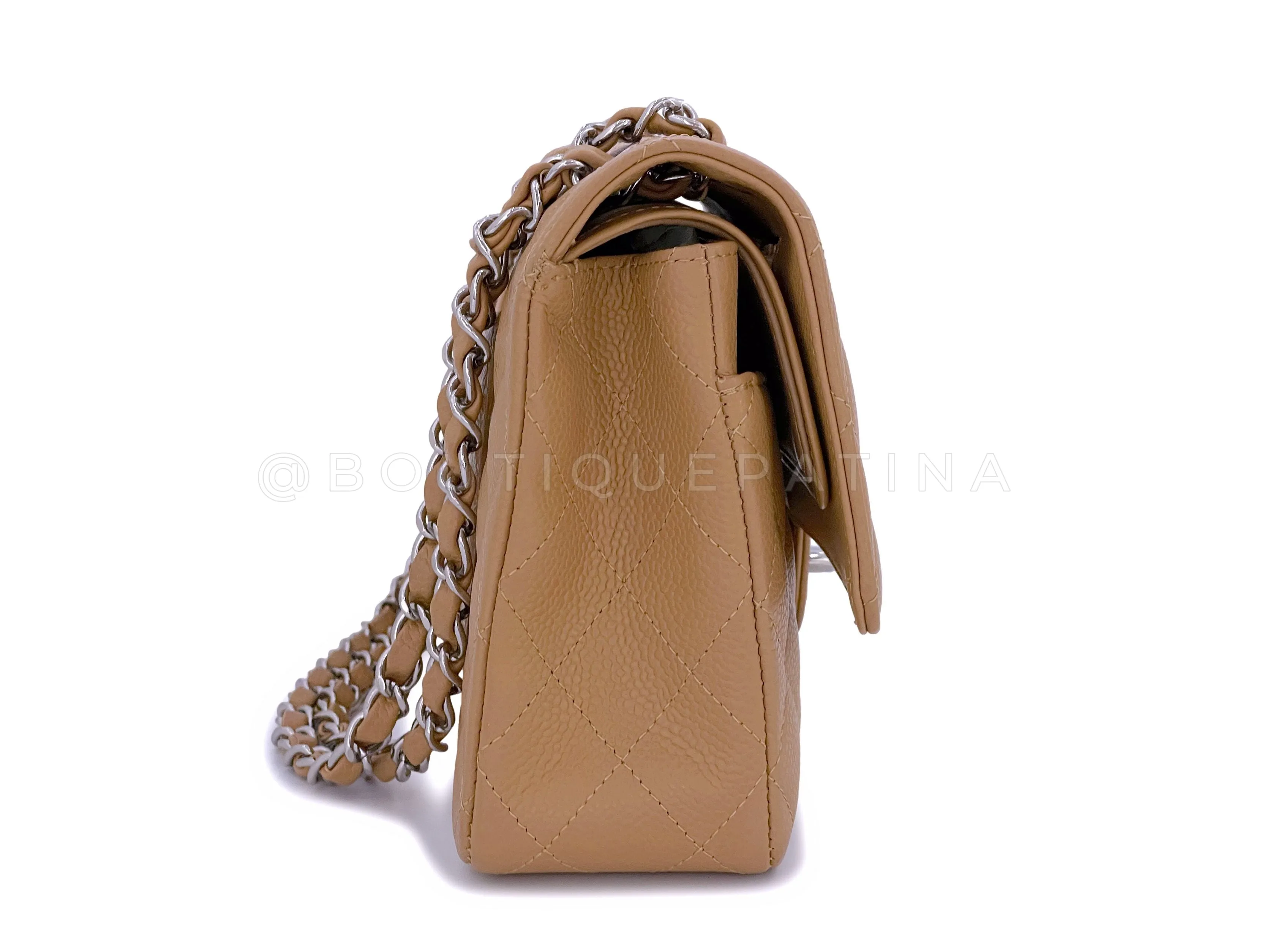 Chanel Beige Caviar Medium Classic Double Flap Bag SHW