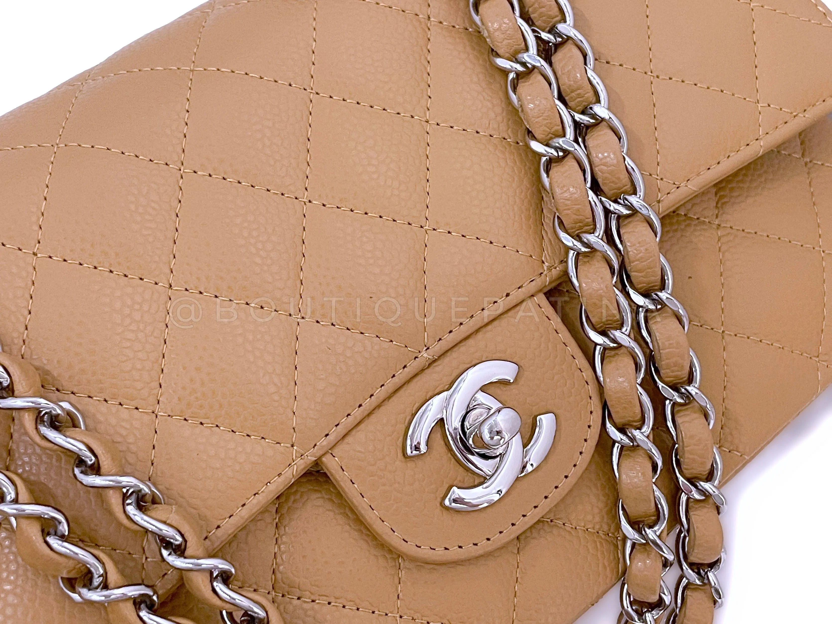 Chanel Beige Caviar Medium Classic Double Flap Bag SHW