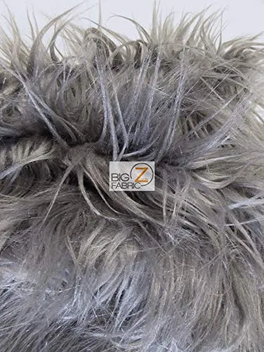 Charcoal Solid Gorilla Animal Long Pile Faux Fur Fabric / Sold By The Yard