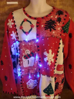 Cheaper Priced Red Cute Christmas Sweater with Lights