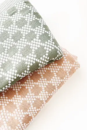 CHECK MATE KNIT BLANKET / SAGE