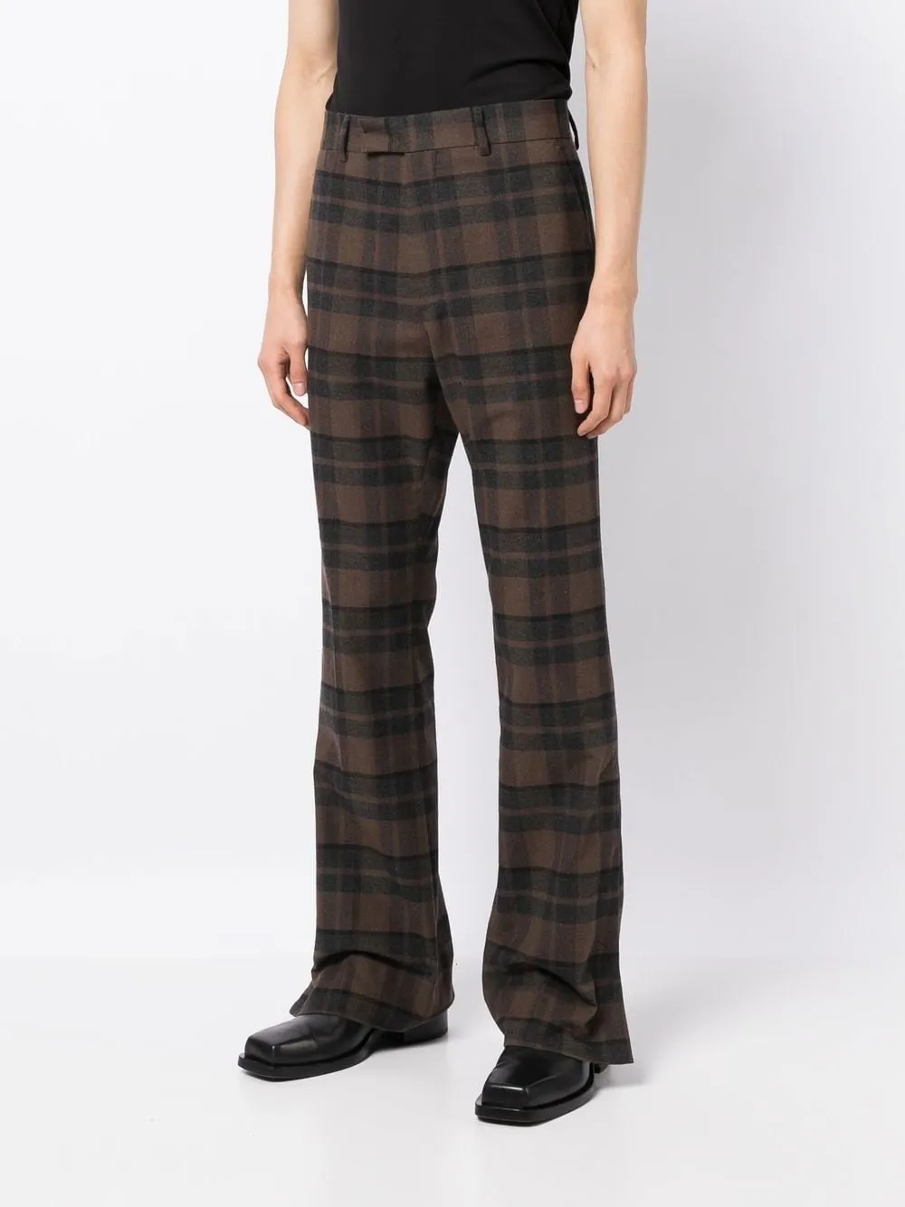 CHECKED BOXY PLAID FLARE PANTS